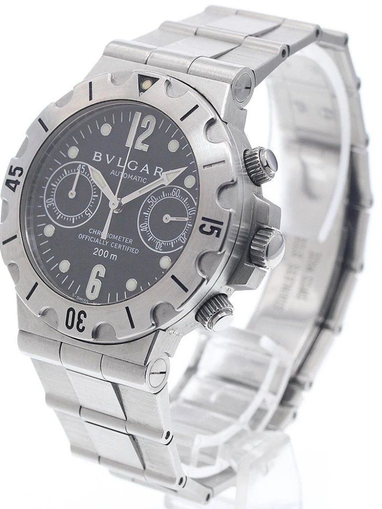 Bvlgari Diagono Scuba Scb38s Chronograph Black Dial Automatic Mens Watch956008
